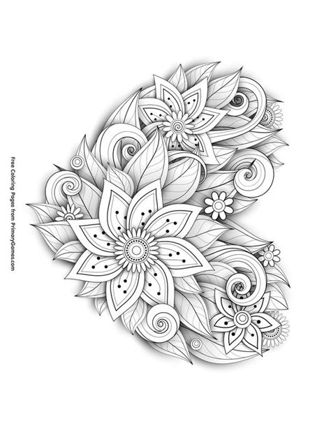 valentines day coloring pages  flower heart tsgoscom