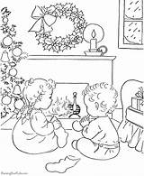 Coloring Christmas Pages Morning Eve Colouring Scene Printable Sheets Scenes Kids Raisingourkids Drawing Embroidery Vintage Book Printing Help Colour Kid sketch template