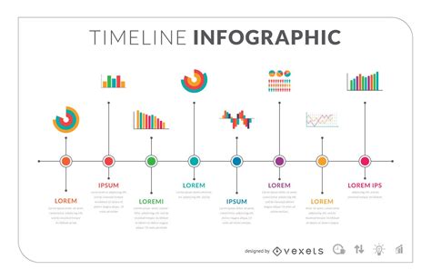 flat timeline infographic template vector