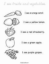 Coloring Fruits Vegetables Print Ll sketch template