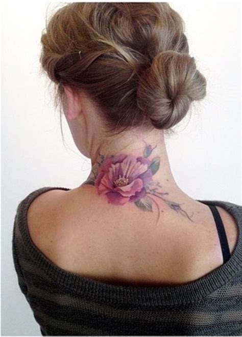 Flower Tattoo For Women Back Of Neck Neck Tattoos Women Back Of Neck