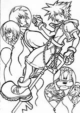 Kingdom Hearts Lineart Deviantart Pages Coloring Heart Sora sketch template
