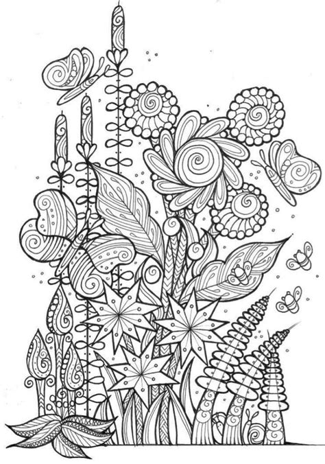 spring coloring pages  adults flowers  butterflies