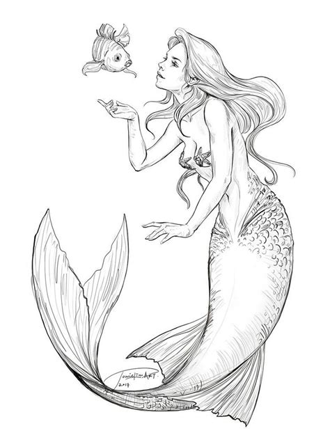 pin  doughdaddy  lineart mermaid artwork mermaid drawings