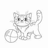 Kitten Playing Fluffy Coloriage Gioca Chaton Jouant Coloration Gattino Bande sketch template