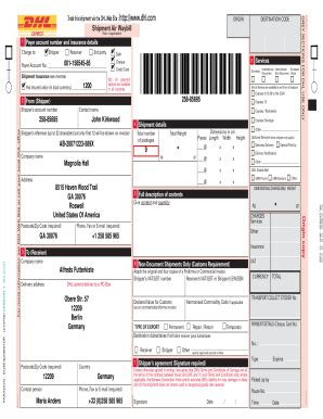 bill  lading dhl invoice template