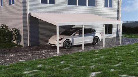 ft deep   ft wide ivory attached aluminum carport  posts heritage patios