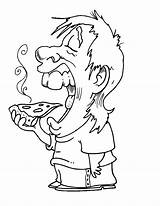 Pizza Coloring Pages Eating Sheet Printable Kids Eat Library Clipart Let Mouth Drawing Popular Choose Board sketch template