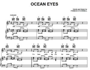 billie eilish ocean eyes  sheet    piano  piano notes
