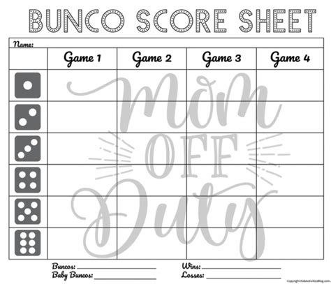 bunco party box   printable bunco score sheets kids