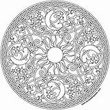 Mandala Coloring Pages Sun Moon Celestial Printable Adult Color Print Getcolorings Printing sketch template