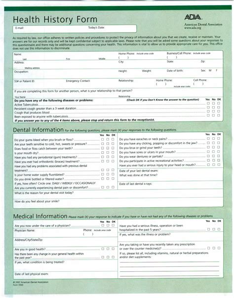 health history form  fill  printable  forms