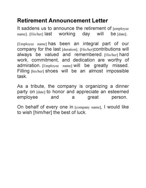 retirement announcement template retirement email  coworkers