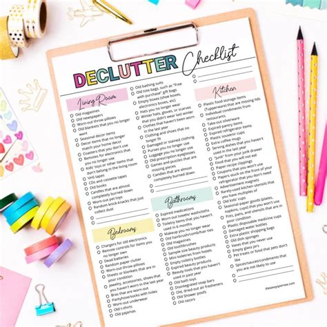 huge declutter checklist printable list    decluttering