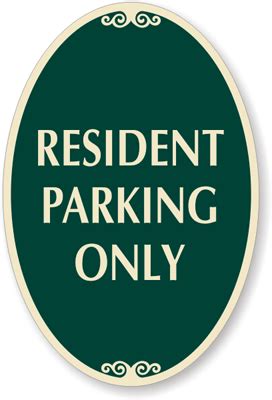 resident parking  sign   tall signaturesign sku