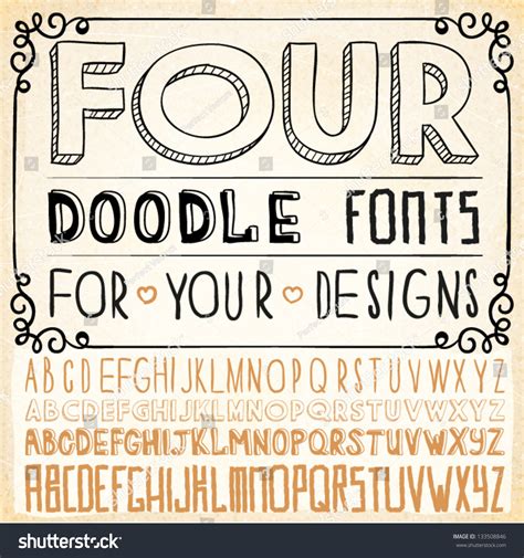 handwriting alphabets vector hand drawn fonts  shutterstock