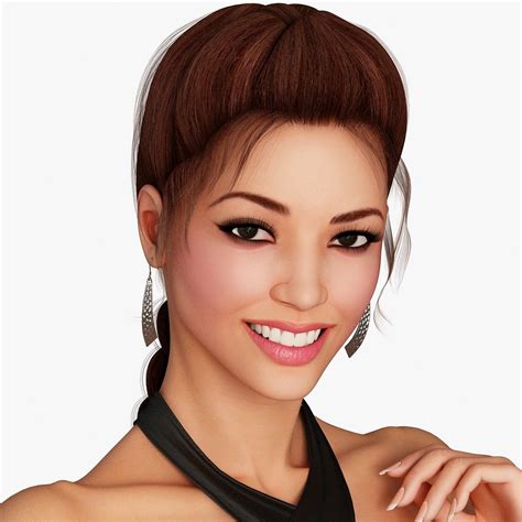 3d asian woman character character rigging 3d model character 3d