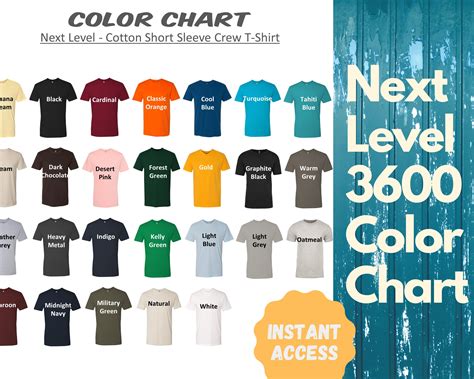 level  color chart  color guide mens fitted etsy