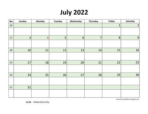 july  calendar coloring   day horizontal