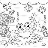 Crab Dots Connect Coloring sketch template
