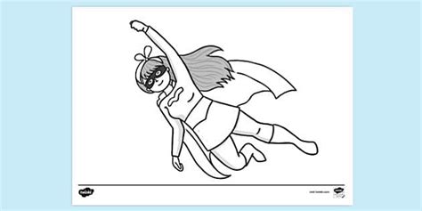 flying superhero girl colouring sheet colouring pages