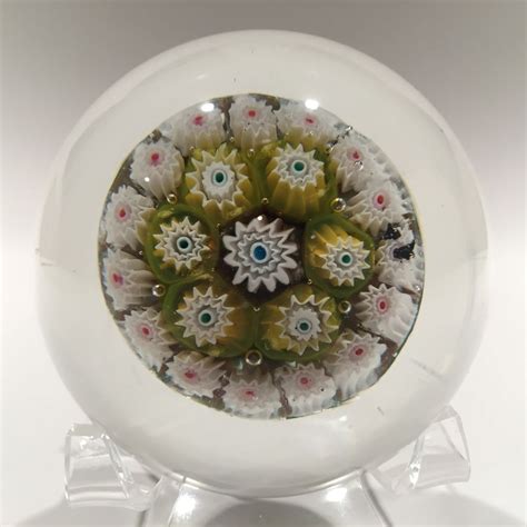 Vintage Murano Art Glass Paperweight Concentric Millefiori Over