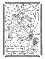 Coloring Witch Halloween Pages Adult Vintage Colouring Printable Owl Kids Adults Printables Witches Sheets Print Books Bestcoloringpagesforkids Postcard Pumpkin Thanksgiving sketch template