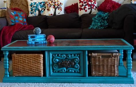 turquoise chalk paint coffee table