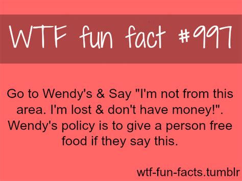 Wendy Free Food Fun Facts Wtf Fun Facts Funny Facts