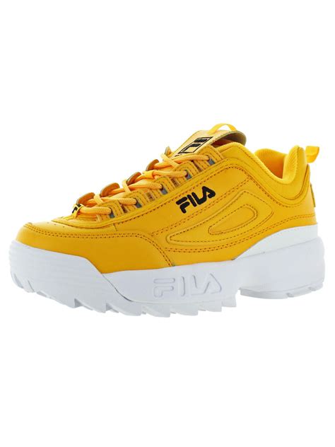 fila fila womens disruptor ii premium leather retro  sneaker shoe yellow size  walmart