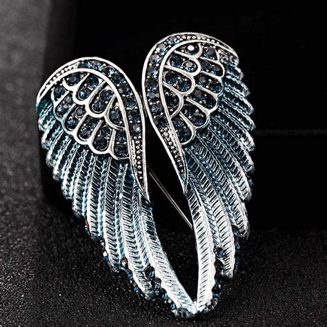 blucome nice angel wings brooch for women men jewelry christmas hijab