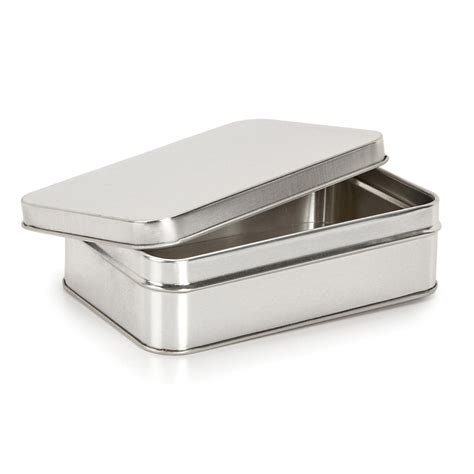 product small metal tins  lids silver rectangular
