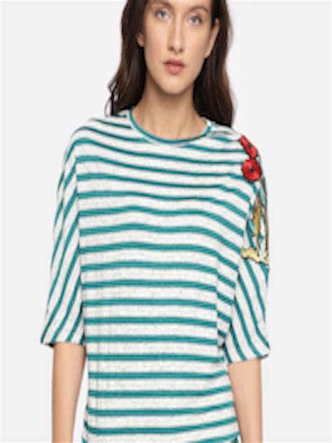 buy deal jeans women grey melange blue striped top tops  women