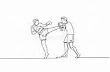Athlete Continuous Kickboxer sketch template