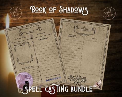 witch spell book pages printable sheets   book  etsy