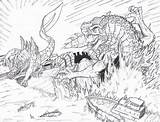 Godzilla Ghidorah Mothra Monsters Boyama Mecha Oyunu Template Rodan sketch template