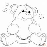 Heart Coloring Pages Bear Teddy Hearts Valentine Printable Kids Cute Choose Board Print sketch template