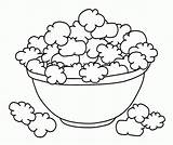 Coloring Popcorn Printable Pages Bowl Popular Food sketch template