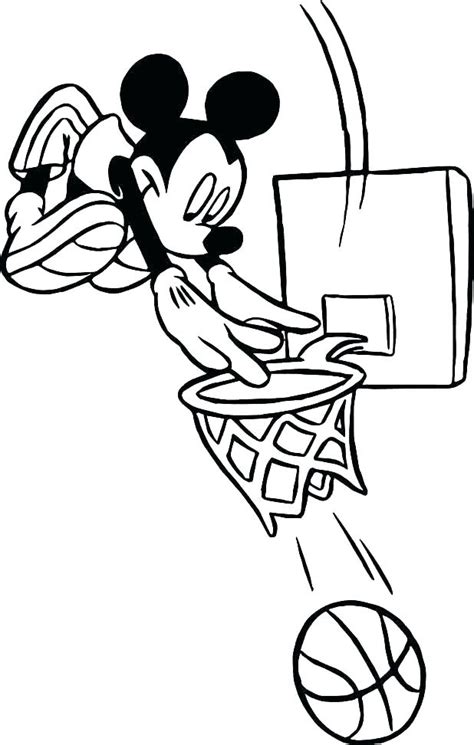mickey playing basketball coloring page  printable coloring pages