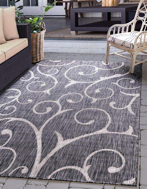 charcoal gray cm  cm outdoor botanical rug au rugs