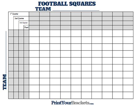 printable football squares template printable templates