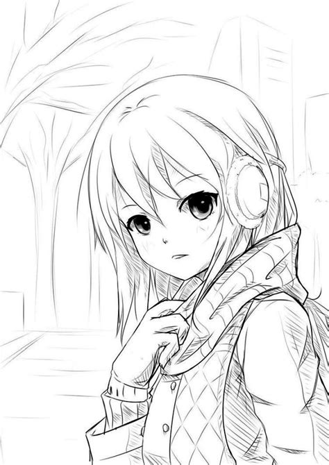 long hair anime girl coloring pages lh
