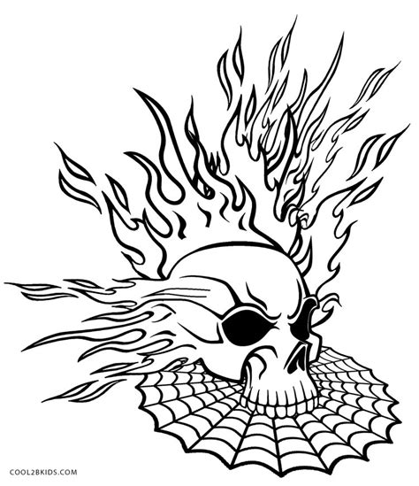 skull  flames coloring pages coloring pages