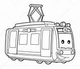 Tram Coloring Stock Tramway Pages Sketch Depositphotos sketch template