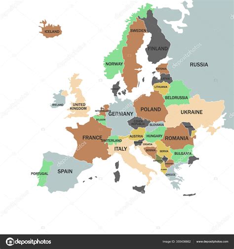 europa politische karte von europa stockvektor  meranda