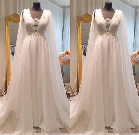 bohmiean wedding dresses with cape 2019 a line lace