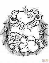 Coloring Pages Christmas Wreath Reef Santa Hearts Claus Sleeping Stars Decorated Drawing Getcolorings Printable Color Print Paper sketch template