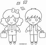 School Kids Back Coloring Clip Line Sweetclipart sketch template