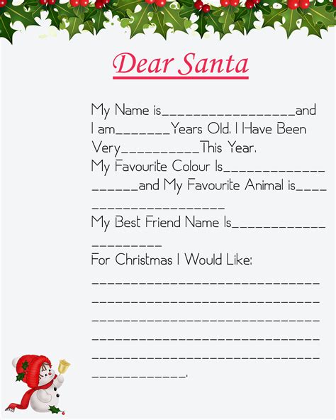 blank printable santa letter template   wiki pertaining