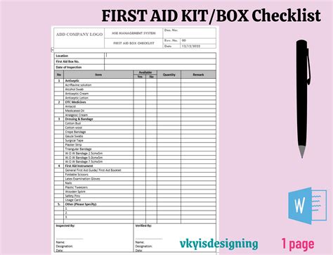 aid box checklist  aid kit medicine checklist medicine bag